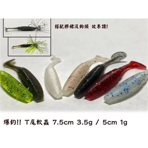 【時合路亞】螺紋t尾 5cm 1g 75cm 35g T尾軟蟲 路亞軟餌 呆呆 鱸魚 根魚 汲頭鉤 路亞餌 海鱸 蝦皮購物