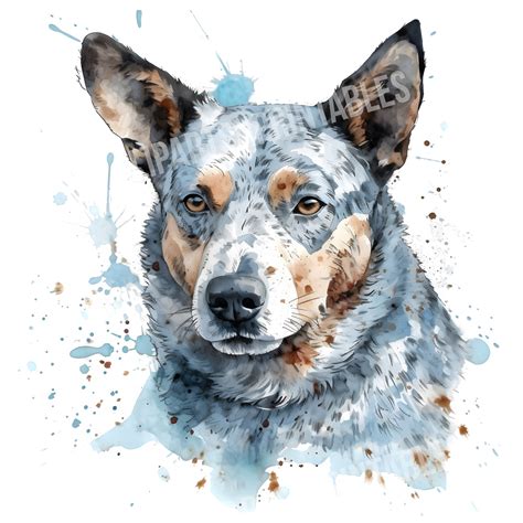 Blue Heeler Dog Clipart, 12 JPG and PNG Files for Digital Download