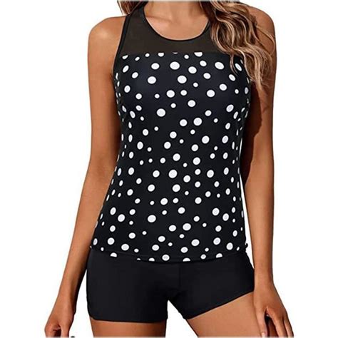 Maillot De Bain 2 Pièces Taille Haute Ventre Plat Sexy Push Up Rembourré Bikini Été Plage