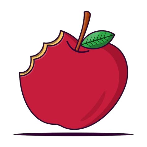 Dibujo De Manzana Mordida Vector Premium