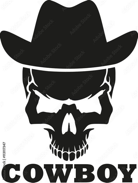 Skull With Cowboy Hat Vector