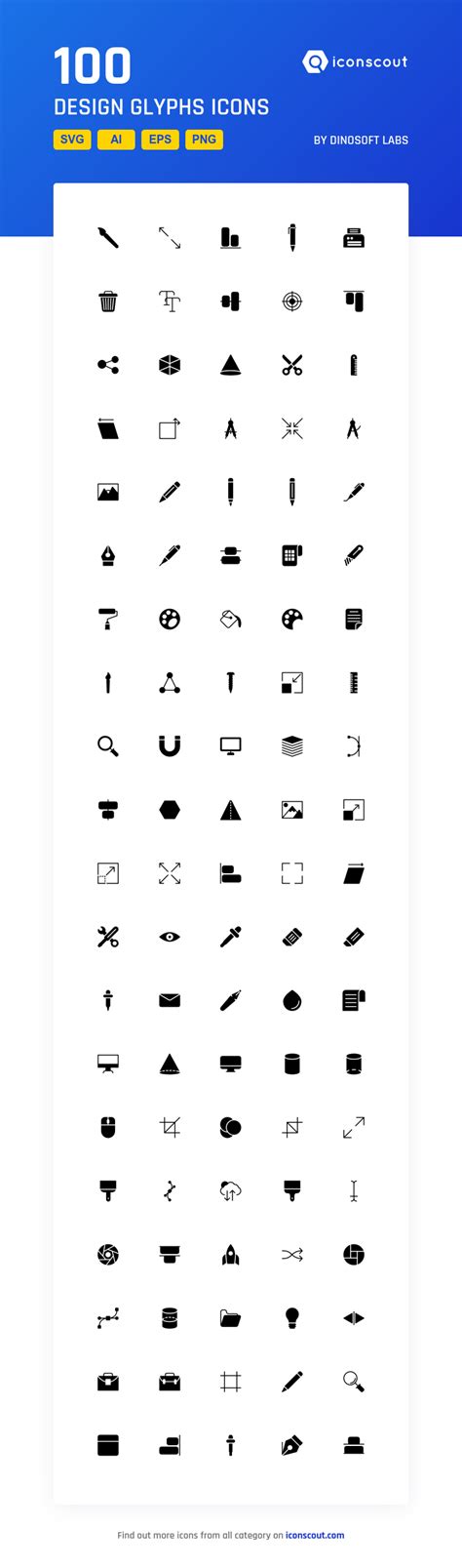 Design Glyphs Icon Pack 100 Solid Icons Glyph Icon Png Icons Icon