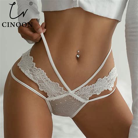 Cinoon Women Sexy Lingerie G String Lace Panties Underwear Femal Low Waist Ultrathin Transparent