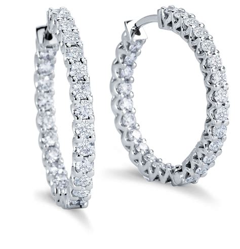 Diamond Eternity Hoop Earrings In 18k White Gold 2 14 Ct Tw Blue Nile