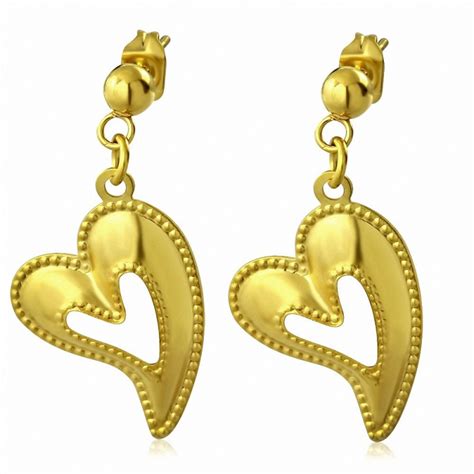 Boucles D Oreilles Clous En Forme De Coeur Avec Coeur Ouvert En Acier