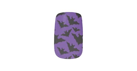 Halloween black bats purple cool spooky pattern minx nail art | Zazzle