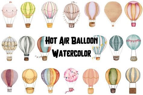 Watercolor Hot Air Balloon Clipart Graphic By BigBosss Creative Fabrica