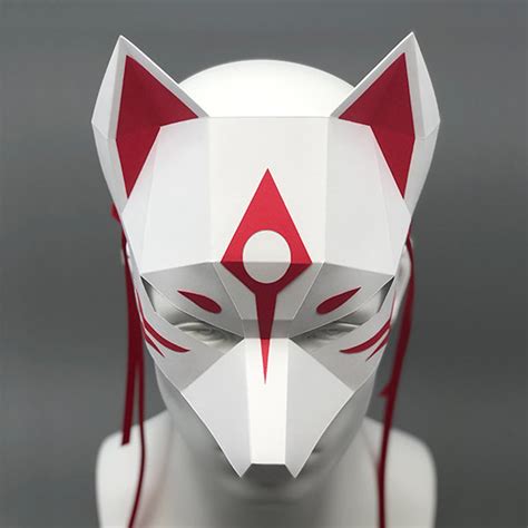 Kitsune Mask Demon Fox Mask Half Face Mask Diy Etsy