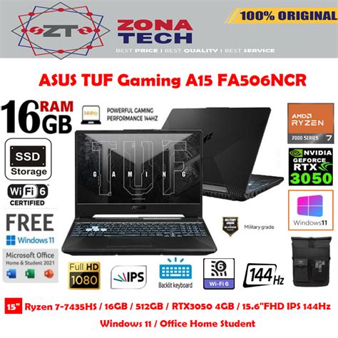 Jual Asus Tuf Gaming A15 Fa506ncr Ryzen 7 7435hs 16gb 512gb Rtx3050 4gb