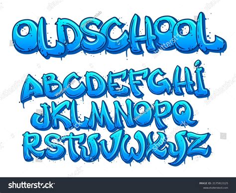 Old School Graffiti Font Cartoon Alphabet เวกเตอร์สต็อก ปลอดค่า