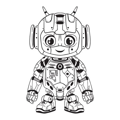 Robot Outline 02 Good For Coloring Books Prints Stickers Design