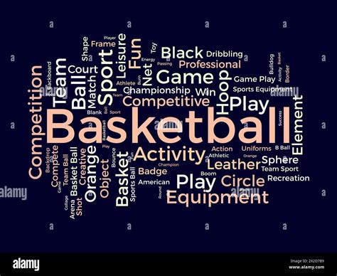 Basketball Word Cloud Template Sports Concept Vector Background Stock