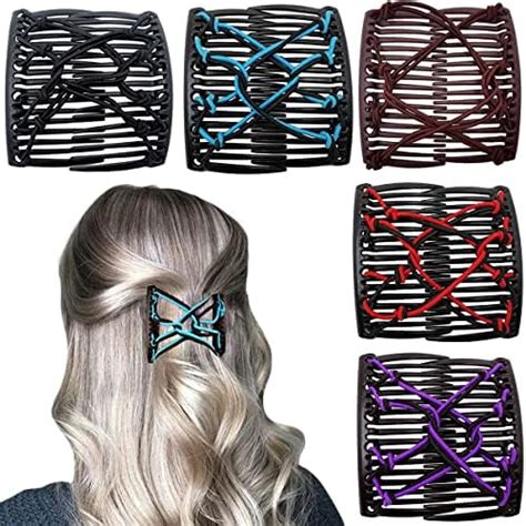 3 Pieces Elastic Magic Hair Comb Clips Stretchy Double