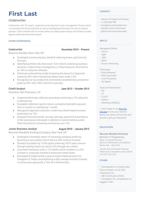 7 Underwriter Resume Examples for 2026 | Resume Worded