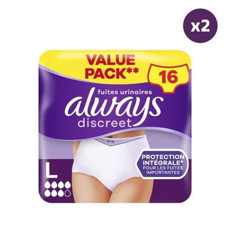 2x16 Culottes Pour Fuites Urinaires Always Discreet Taille L Plus