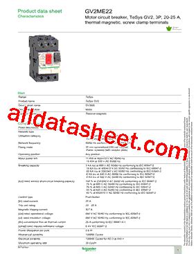GV2ME22 Datasheet(PDF) - Schneider Electric