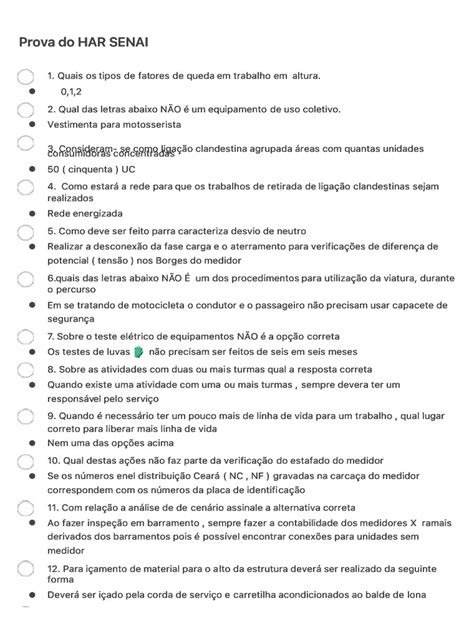 Prova Do Senai Simulado - PDF Prova Do Har Senai - Compress | PDF