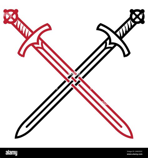 Diseño vikingo. Espada Viking. Dos espadas medievales cruzadas Imagen Vector de stock - Alamy