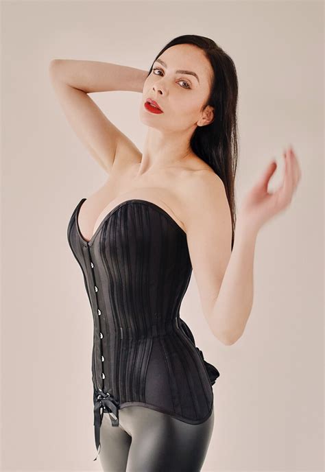 Deluxe Black Overbust Corset Cotton Coutil Satin Heavily Etsy