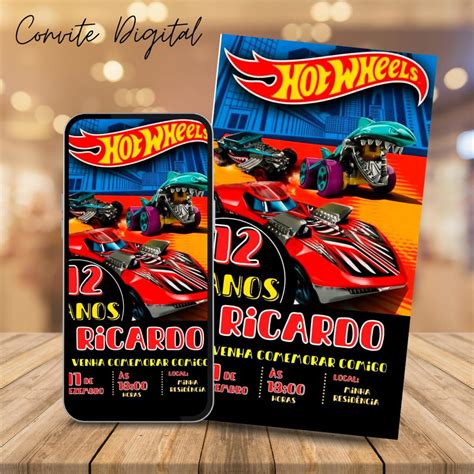 Convite De Anivers Rio Digital Hot Wheels M Elo
