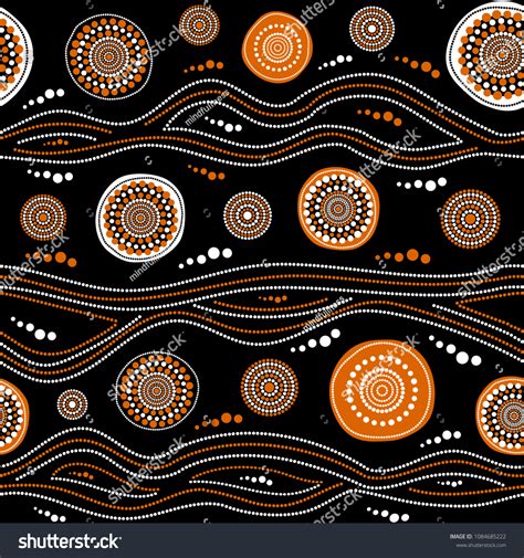 Australian Aboriginal Seamless Vector Pattern White Stock Vector