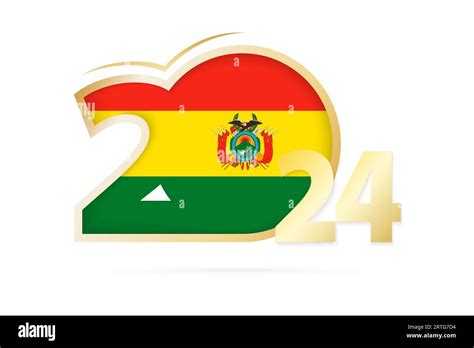 Year 2024 with Bolivia Flag pattern. Vector Illustration Stock Vector
