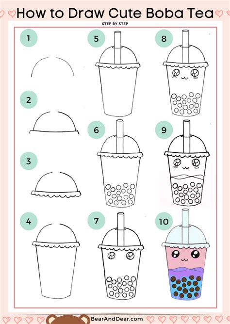 how to draw boba tea step by step