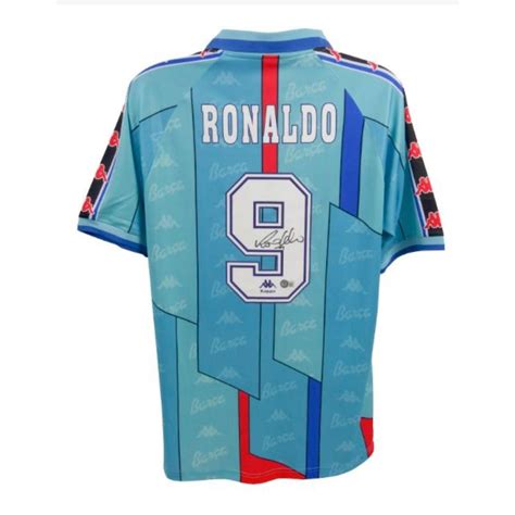 At Auction: Ronaldo Nazario Signed Kappa Barcelona Jersey (Beckett)