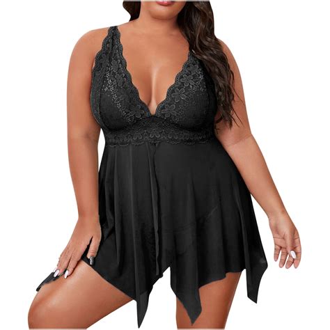 Odeerbi Women S Plus Size Lingerie Dress Set Babydoll Valentine S Day Plus Size Sexy