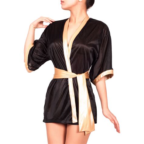 Kimonos Peignoirs Lingerie En Ligne Noir Satine Fr