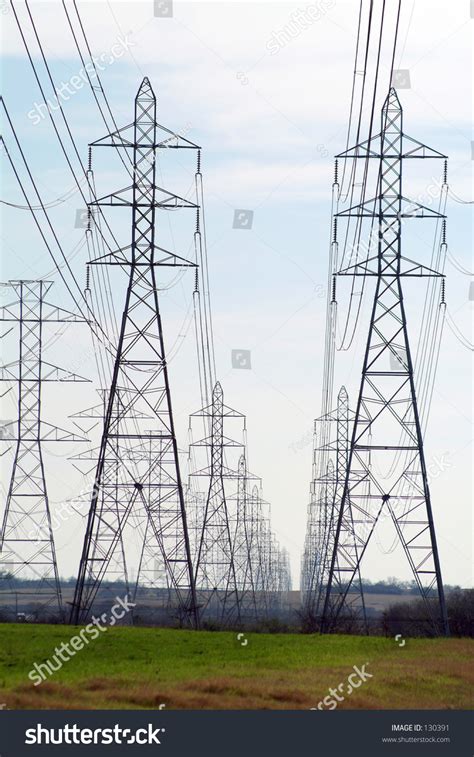 Tall Powerlines Into Distance Stock Photo 130391 Shutterstock