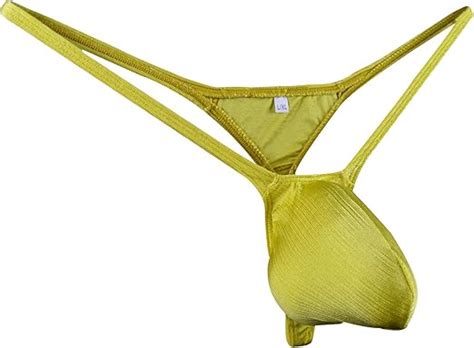 Wosese Mens G Strings Bulge Pouch Thongs Bikini Underwear Wss L Xl Fit Waist Gold