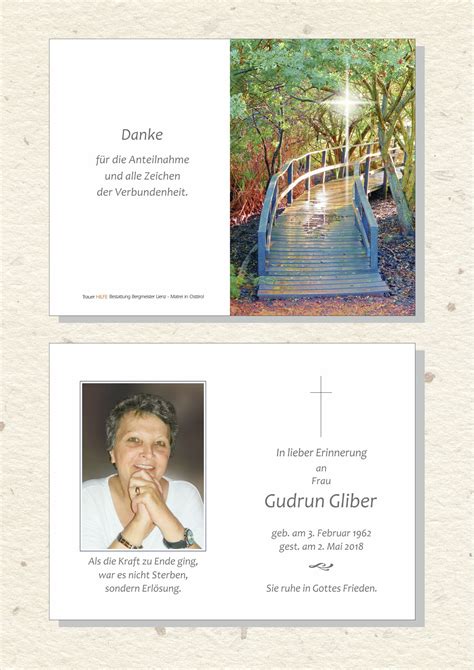 Andenkbild Gudrun Gliber Trauer Link