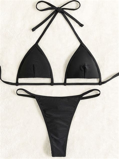 Bikini Maiilot Taille Haute Avec Bretelles Col D Collet Unicolore Milanoo