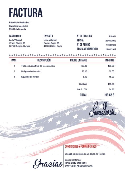 Modelos De Factura Gratis Imprima Y Env E Facturas Pdf