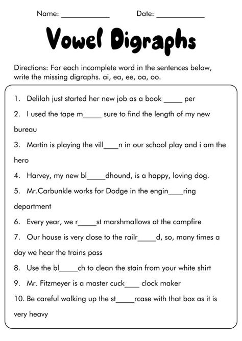 16 Vowel Digraph Worksheets Artofit