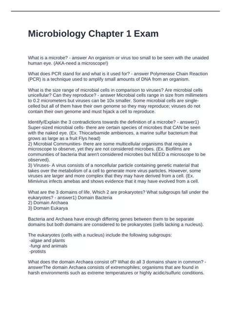 Microbiology Chapter 1 Exam Questions and Answers 2024 - Microbiology
