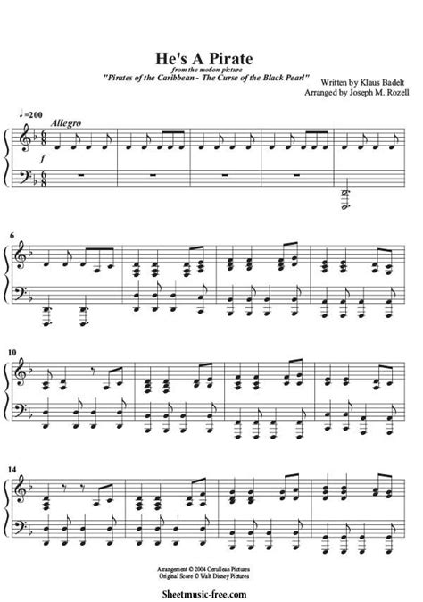 Beginner Pirates Of The Caribbean Piano Sheet Music - Pirates of the ...