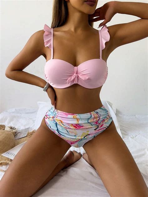 Women S Knotted Front Sexy Push Up Bikini Swimsuit For Beach Vacation Summer Shein Eur