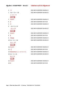 Algebra 1 - EOC Prep #1 by Tech Know Math | Teachers Pay Teachers
