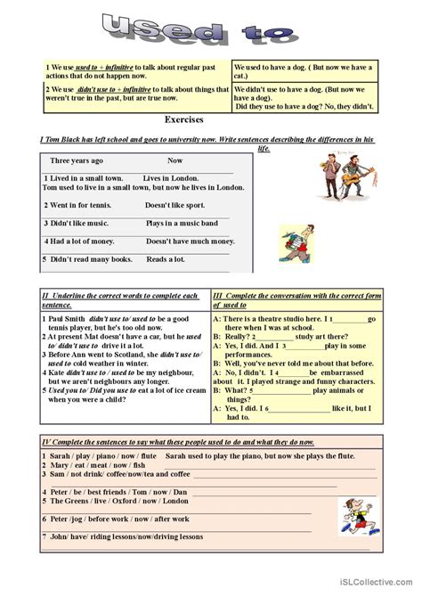 Used To Exercises General Gramma English ESL Worksheets Pdf Doc