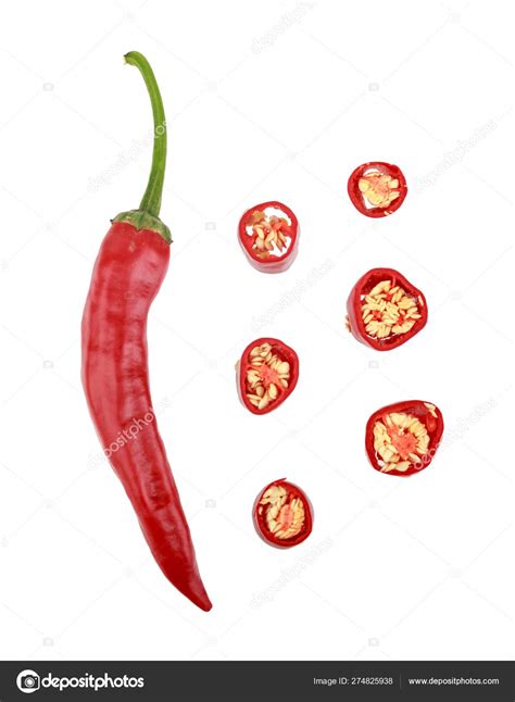 Red Hot Spicy Chilli Pepper Slices Seeds Isolated White Background Stock Photo Batechenkofff