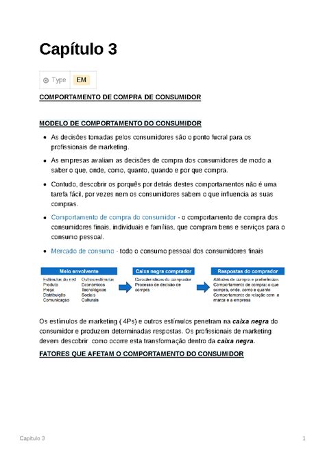Comportamento de compra do consumidor - Capítulo 3 Type EM