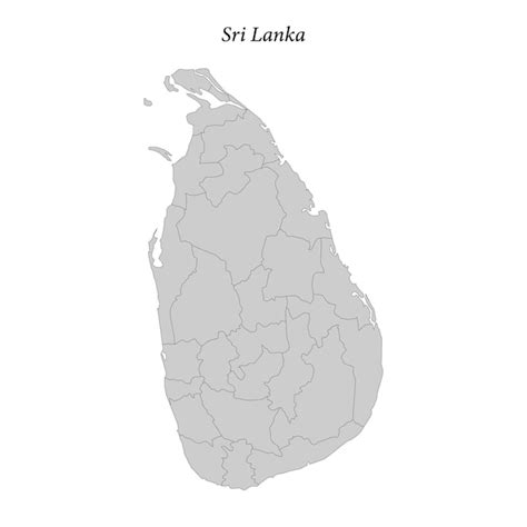 Carte Plate Simple Du Sri Lanka Avec Les Frontières Des Districts Vecteur Premium