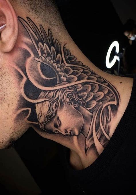 Pin By Gordo Tattoo Guarujá On 1 Tattoo Tatuagem Neck Tattoo Angel Tattoo Men Neck Neck