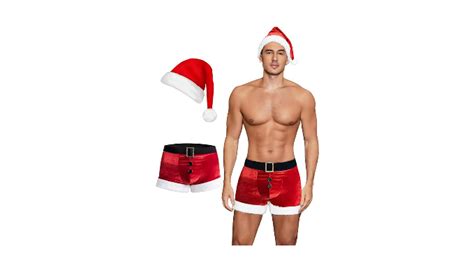 Avidlove Mens Christmas Lingerie Set Sexy Santa Outfits Pcs Red Boxers Holiday Briefs