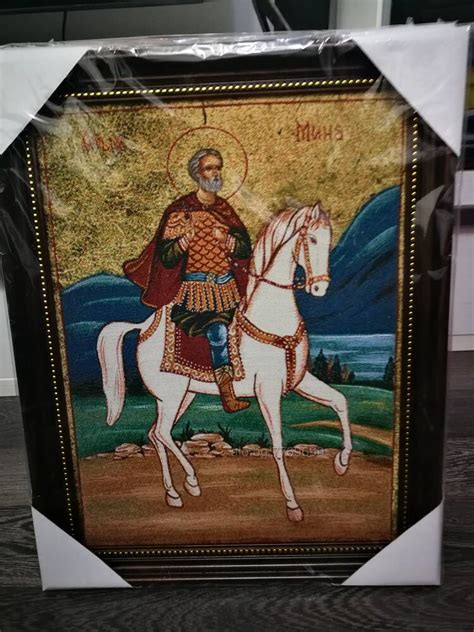 Икона гоблен картина Свети Мина | Гоблени | Велико Търново Икона гоблен ...