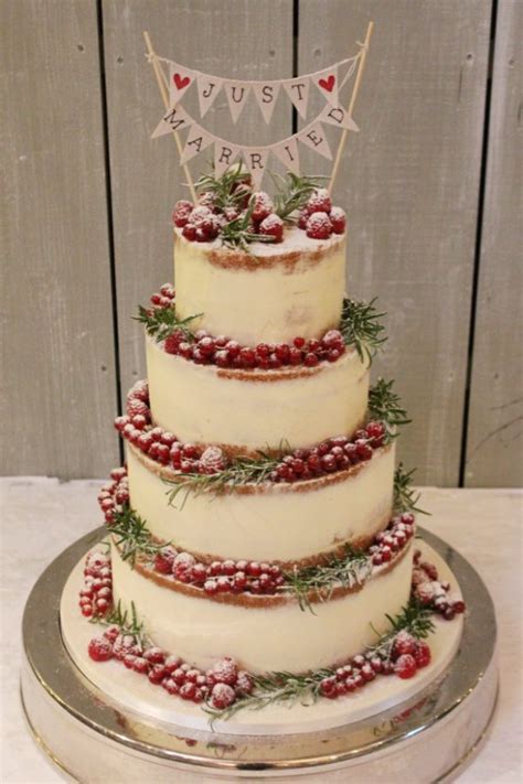 Semi Naked Wedding Cake With Berries No W Creative Cakes