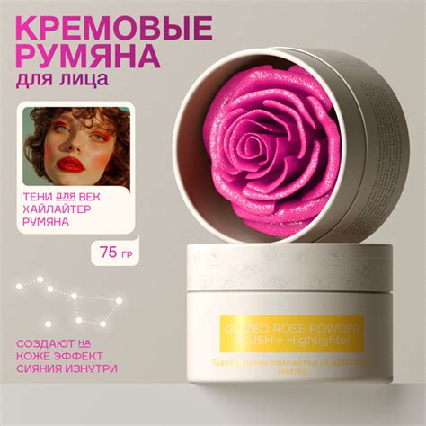 Кремовые румяна Хайлайтер Rosel Cosmetics розовый оттенок Glazed Rose 6 ...