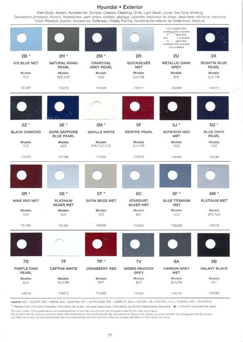2007 Hyundai Paint Codes And Color Charts